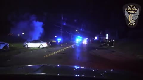 Traffic Stop... High Speed Police Pursuit, Wicked Crash, Smoking Car, Fire Truck., Ambulance