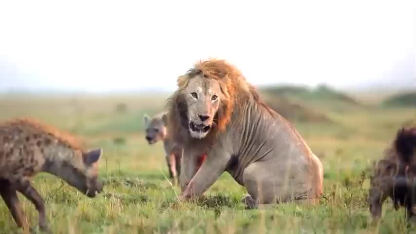 Lion Trapped by Hyenas (Full Clip) | 4K UHD | Dynasties | BBC Earth