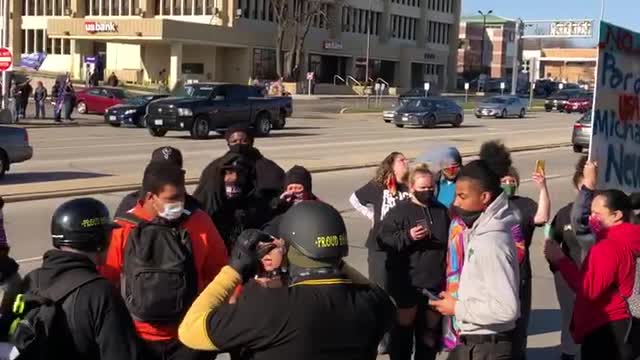 BLM protesters are the only ones blocking the street.