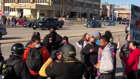 BLM protesters are the only ones blocking the street.