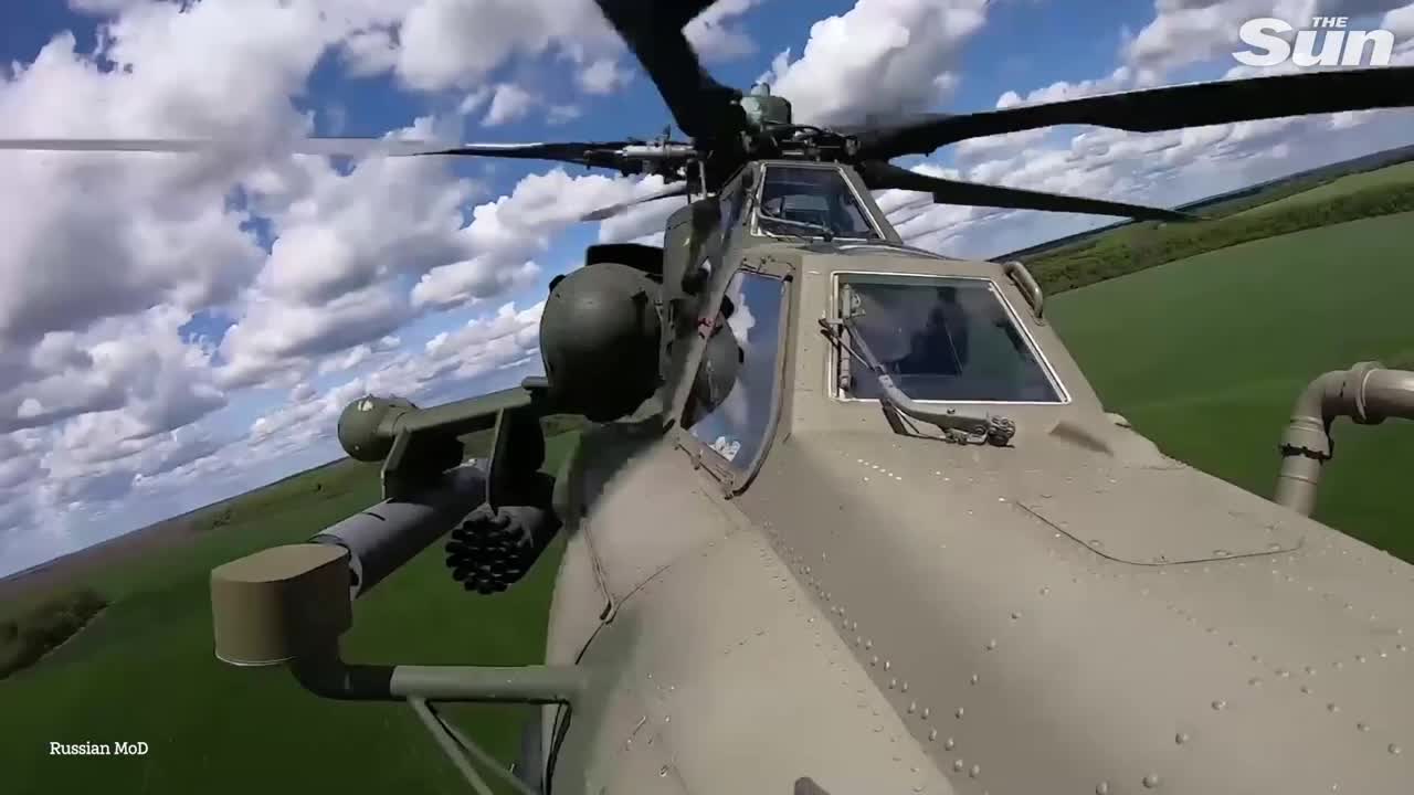 Russian ka- 52. Killer helicopter carry out combat ops on ukranian targets