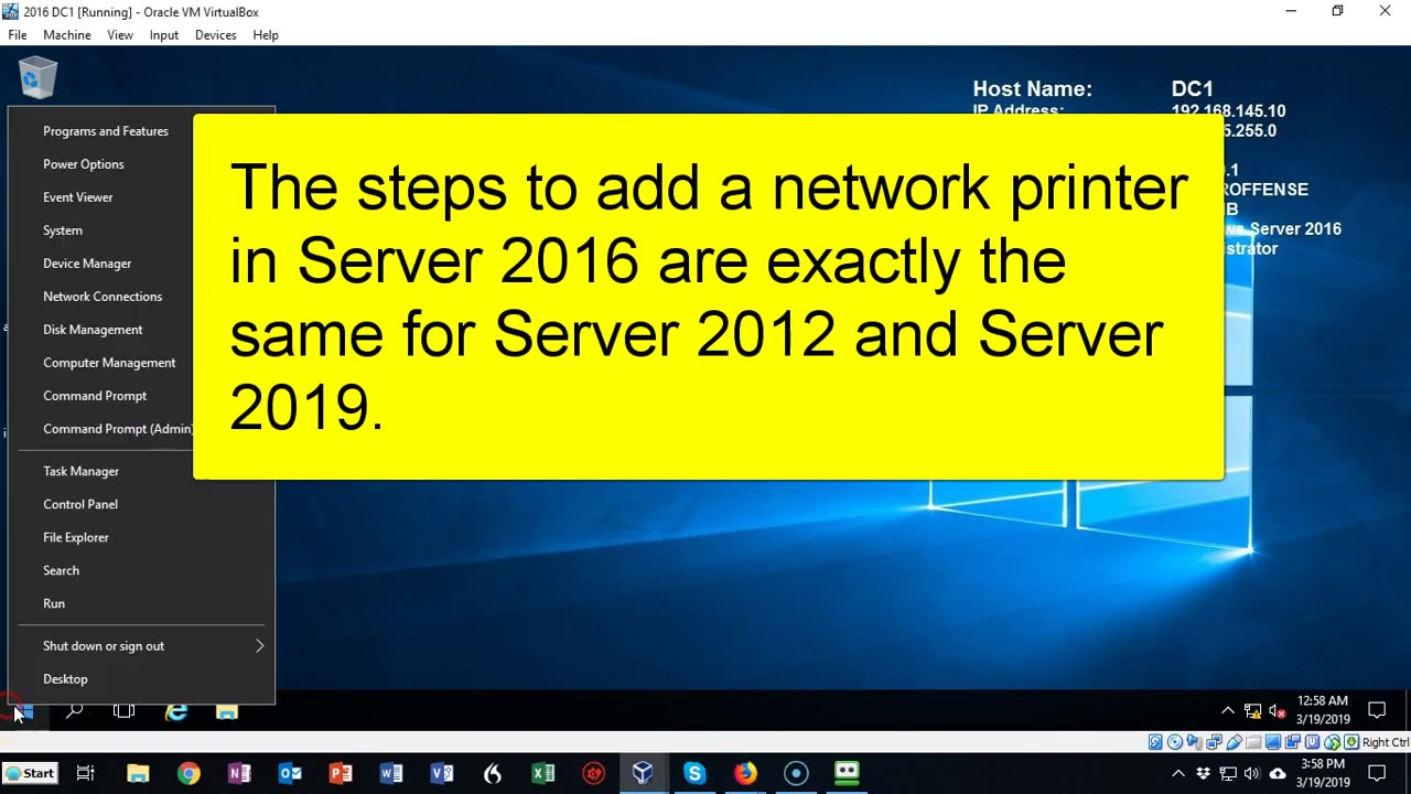 Add a network printer in Windows server 2016