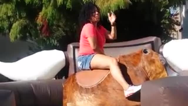 Funny mechanical bull fails😅