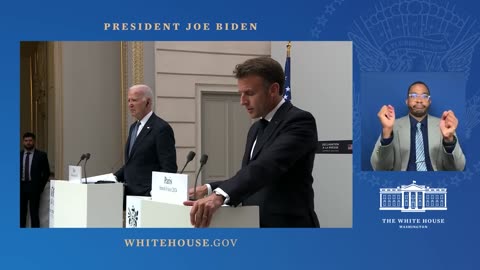 President Biden and President Macron of France Deliver Statements to Press with ASL Interpretation