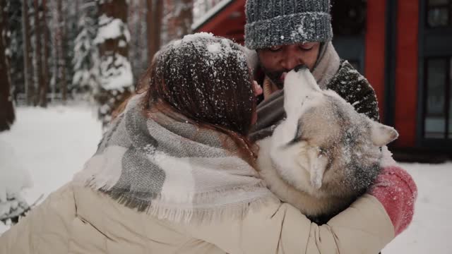 Fun with a dog in the snow