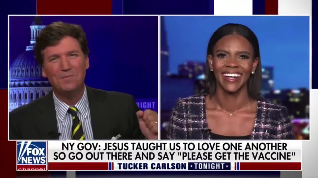 Candace Owens and Tucker Carlson discuss the new Church of COVID