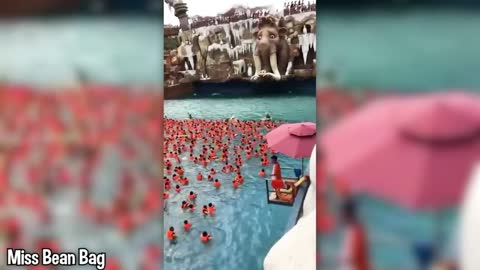 wave pool BREAKS and floods water park...