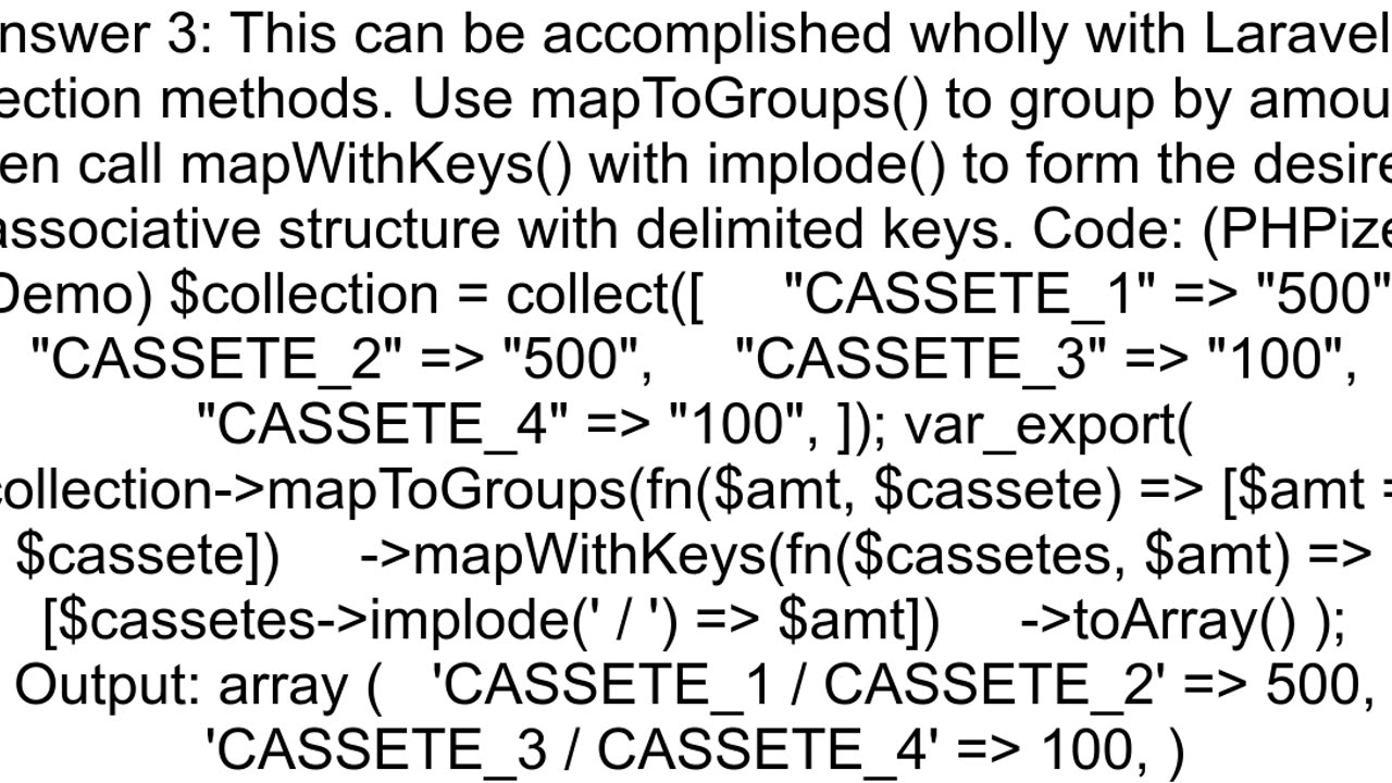 Group and flip Laravel collection to create delimited keys for each grouping valuevalue
