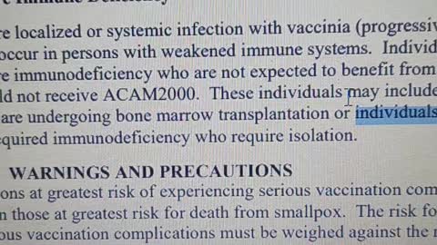 ALERTE VARIOLE IMMUNODEPRIME CONTRE INDICATIONS VACCINS