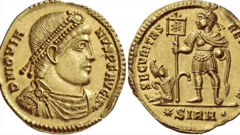 NVMMVS: D N IOVIA-NVS P F AVG ☧ SECVRITAS REI PVBLICAE *SIRM• (~363 A.D.)
