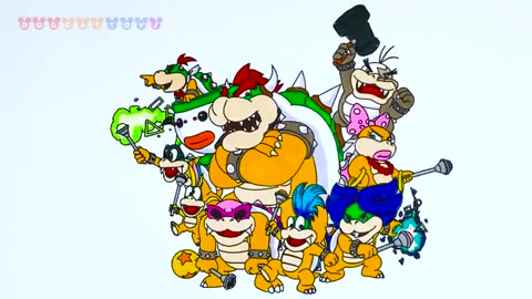 How to Draw Super Mario Bros, Bowser & Koopalings | Drawing Coloring Pages Videos for Kids