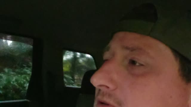 Sitting in my truck.