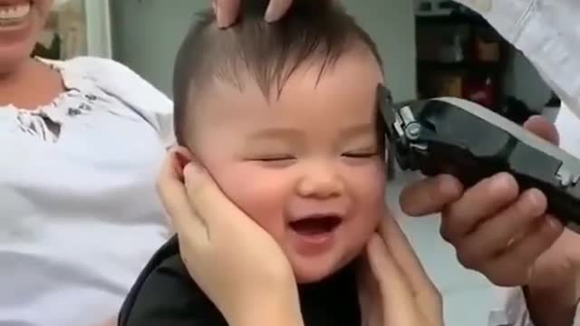 Adorable Baby Reacts to Haircut!