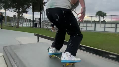 Treflip to nose grind skate line combo in Kissimmee Florida