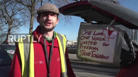 UK: "Freedom Convoy" rolls through London amid anti-COVID mandate protest