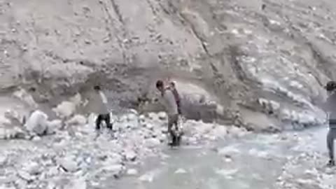 Backing to sweat home through crossing waterfall and river Rural Life.