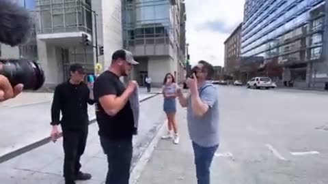 Crazy Libtard yelling at our amazing truckers in DC