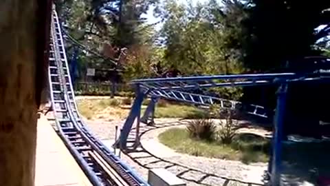 Dylan and Devin on the mini roller-coaster