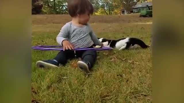 Beautiful kids and cats