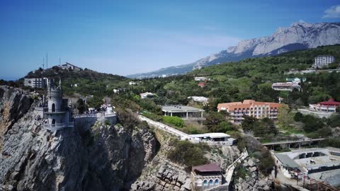 Peninsula Crimea from a quadrocopter. Beauty of Russia. 4K video