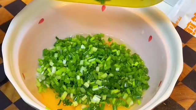 egg pancake with spring onion for my kids breakfast