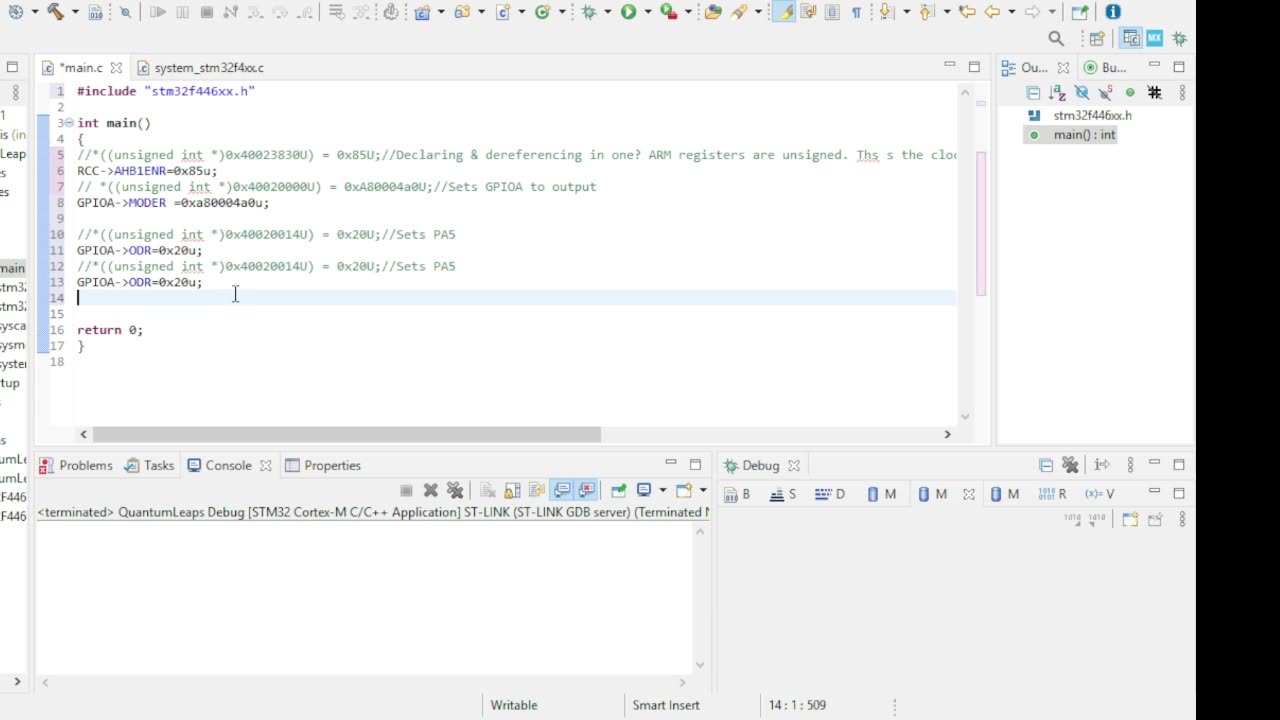 STM32 Low Level blink part 4 - STM32F446 header file