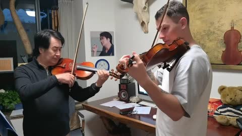 Son jams with teacher