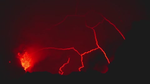 Lava Erupting From the Crater of a Volcano