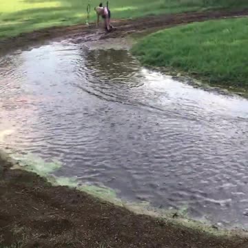 Niños dan una vuelta en una calesita casera