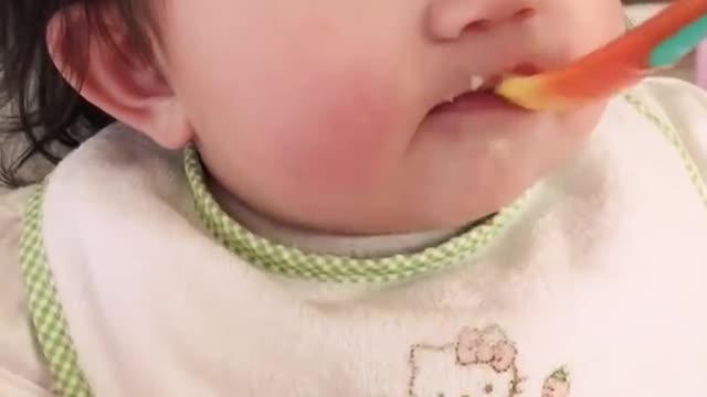 Cute baby sleeping why eating