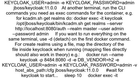 Configuring dockerized Keycloak by CLI commands