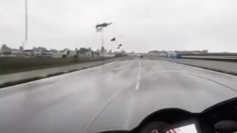 Fast Motorcycle Accident Sends Rider Flying Like A UFO