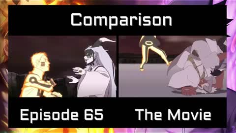 Naruto and Sasuke VS Momoshiki Comparison Side by Side: Boruto Anime (Episode 65 VS The Movie)