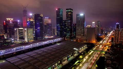 Convention center in Shenzhen at night