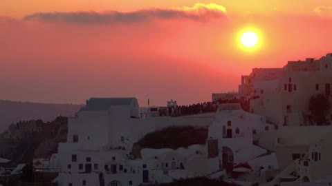 Beautiful views from the Santorini to slow Deep Relaxing Music. Slow motion. Calm and Meditation