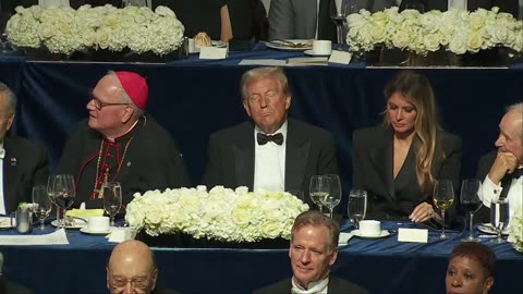 Donald Trump delivers remarks at the Al Smith dinner