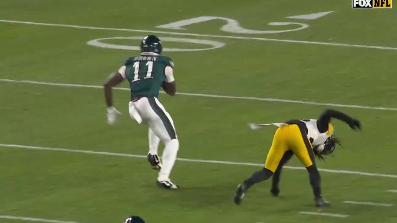 Eagles AJ Brown burning Steelers Donte Jackson