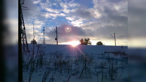 Snowy landscapes Forest sunset bonfire nature