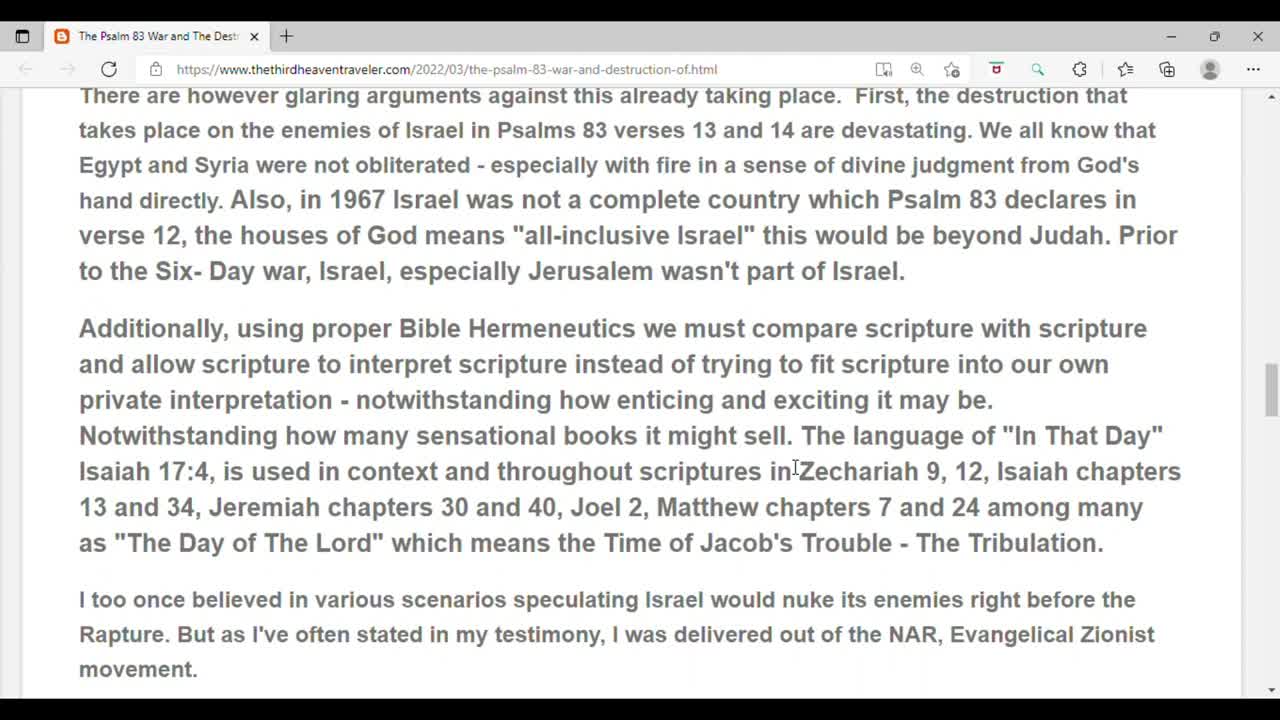 The Psalm 83 War and The Destruction of Damascus Happen at the End of the Tribulation