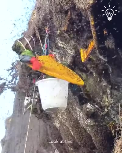 Getting a honeycomb from a cliff!