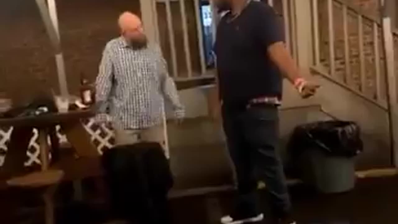 Drunk man use a wrong word while talking and gets what he deserves