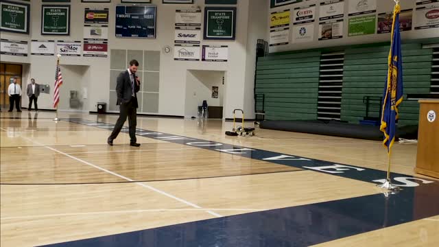 Speaking about the Tomb of the Unknown Solder at Timpanogos High School.