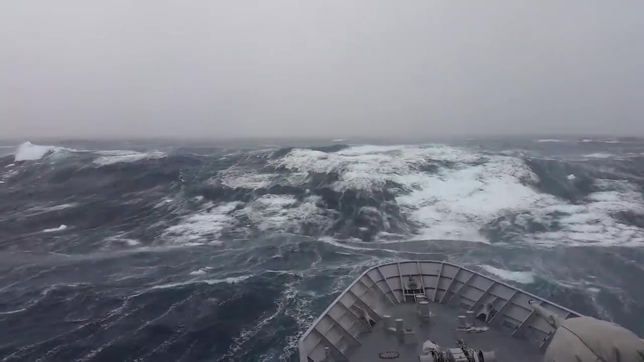 Ship in Storm | WARSHIP Hit By Monster Wave Near Antarctica [4K