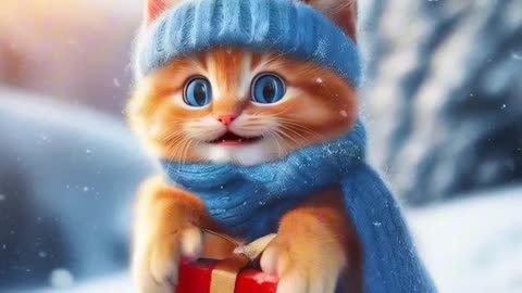 ❄️🐾 The Orange Kitten’s Snowy Adventure 🎁🛷