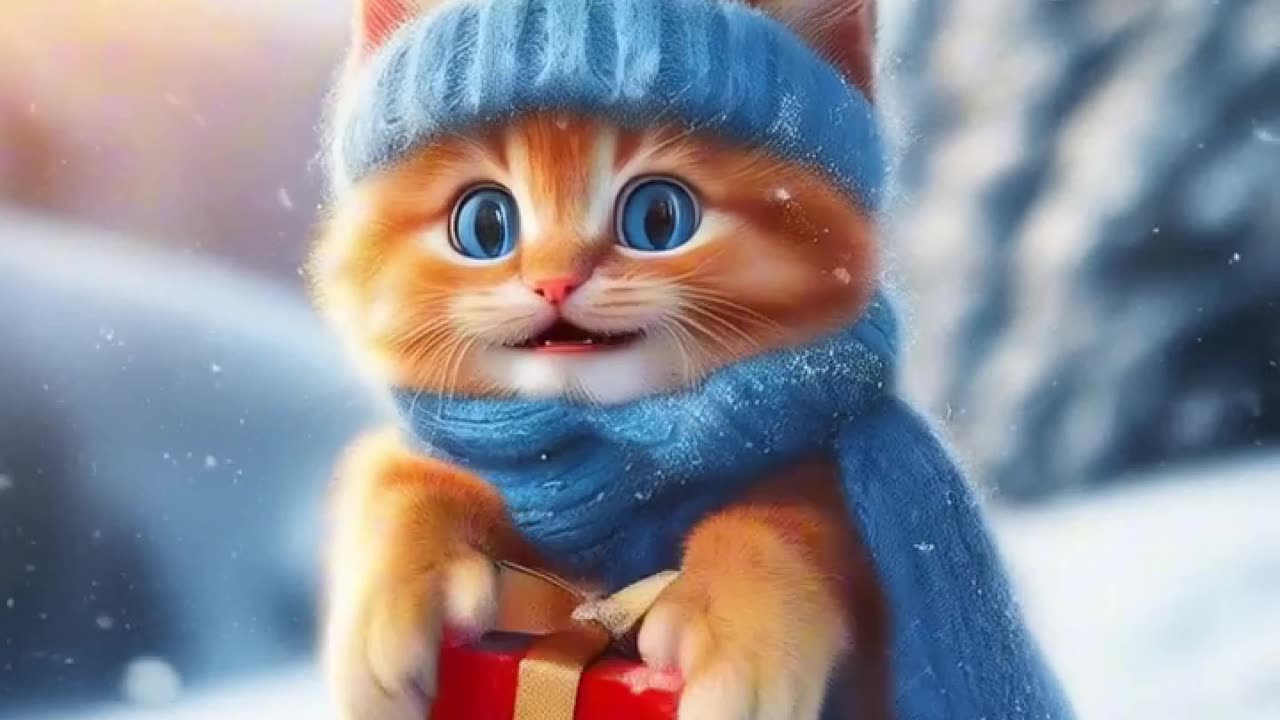 ❄️🐾 The Orange Kitten’s Snowy Adventure 🎁🛷