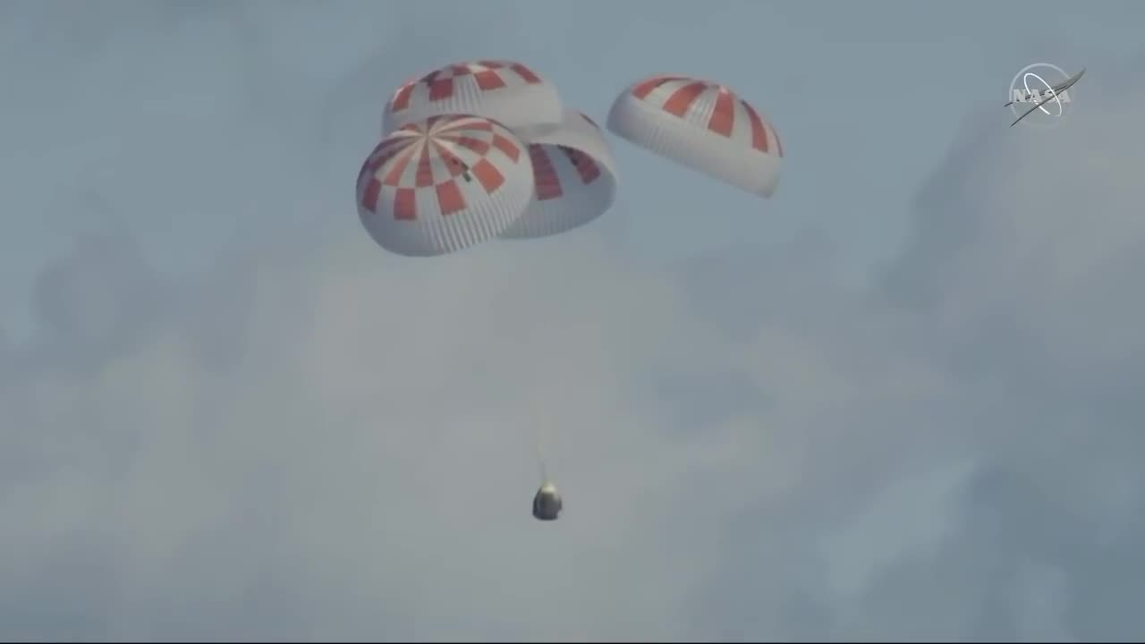 Splashdown of SpaceX Crew Dragon