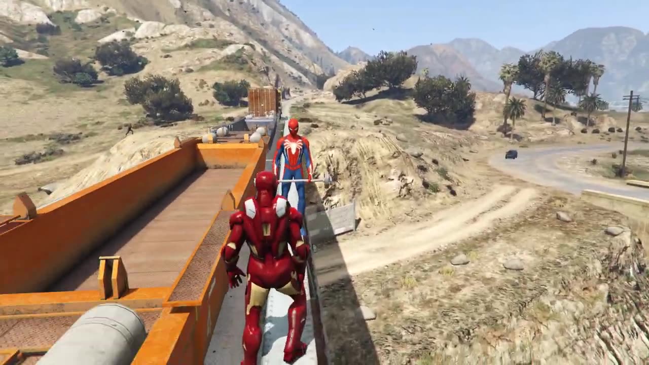 GTA 5 spiderman vs ironman -water ragdolls fail -funny video mp4.