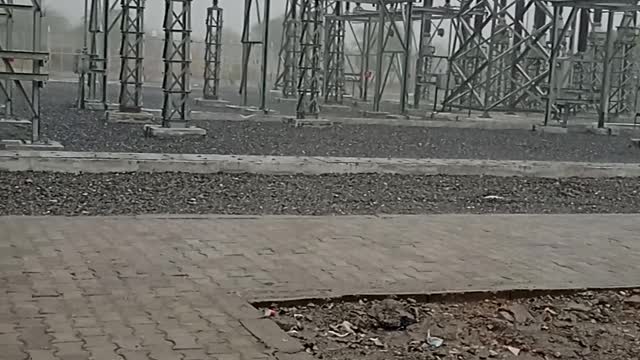 Electric substation in rainy season