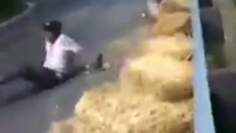 Skateboard downhill hay collision