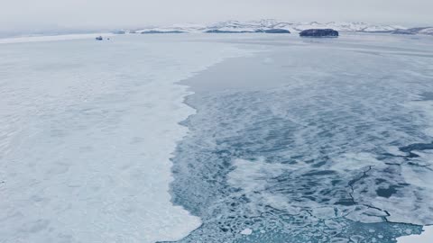 A Drone Footage of a Coastal Area of Arctic Ocean